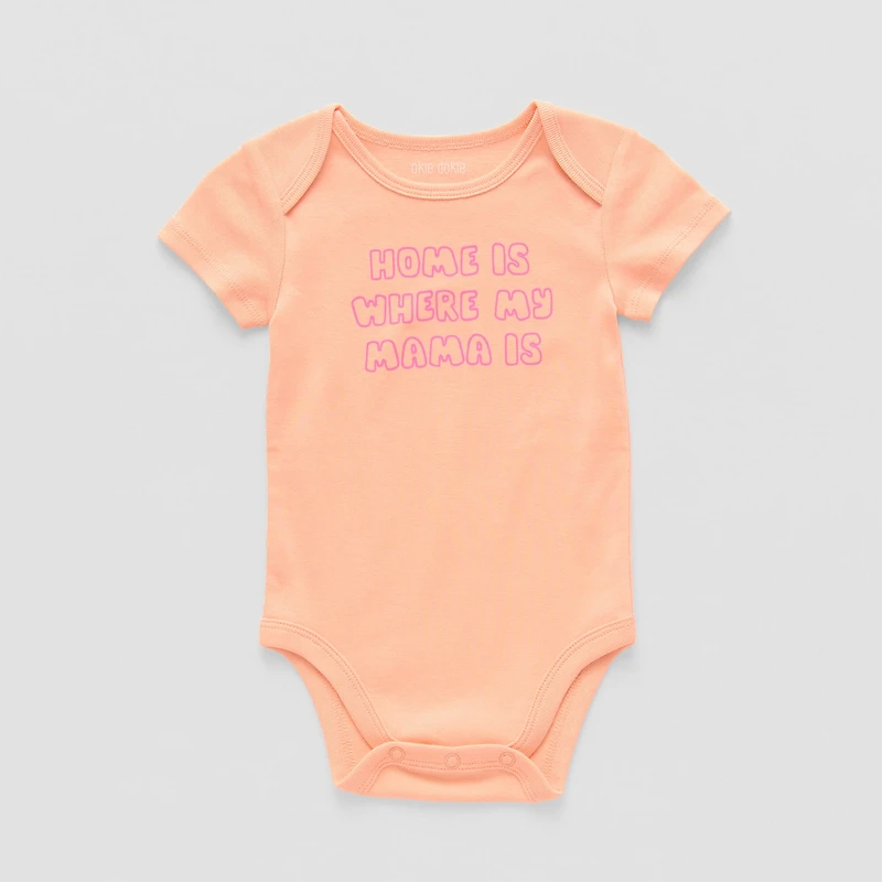 Okie Dokie Baby Girls Crew Neck Short Sleeve Rib Bodysuit