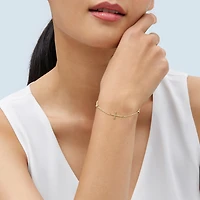 Womens 10K Gold Hollow Cross 7.5 Inch Link Bracelet