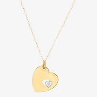 Womens 10K Two Tone Gold Heart 18 Inch Pendant Necklace