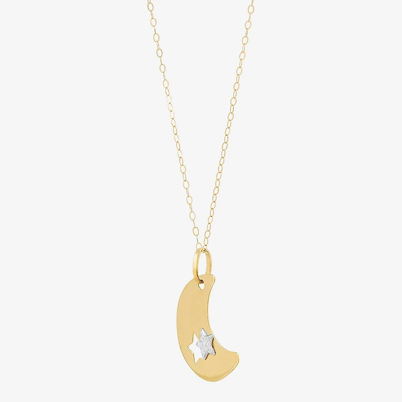 Womens 10K Two Tone Gold Moon Star 18 Inch Pendant Necklace