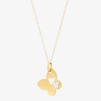 Womens 10K Two Tone Gold Butterfly 18 Inch Pendant Necklace