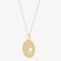 Womens 10K Two Tone Gold Circle Heart 18 Inch Pendant Necklace
