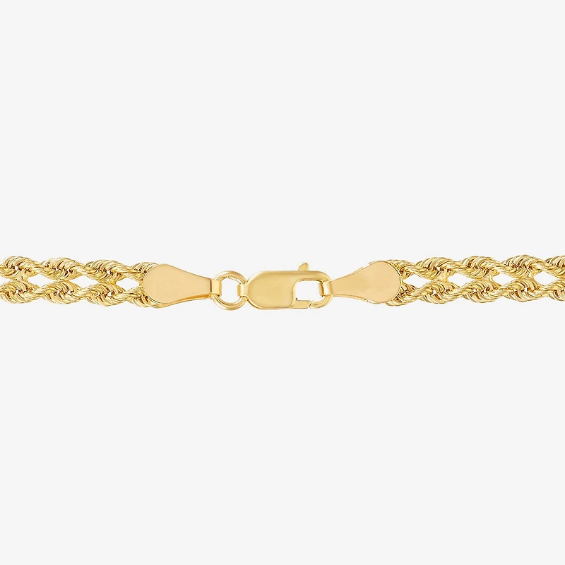Womens 10K Tri-Color Gold 18 Inch Rope Chain Necklace