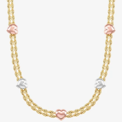 Womens 10K Tri-Color Gold 18 Inch Rope Chain Necklace