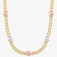 Womens 10K Tri-Color Gold 18 Inch Rope Chain Necklace