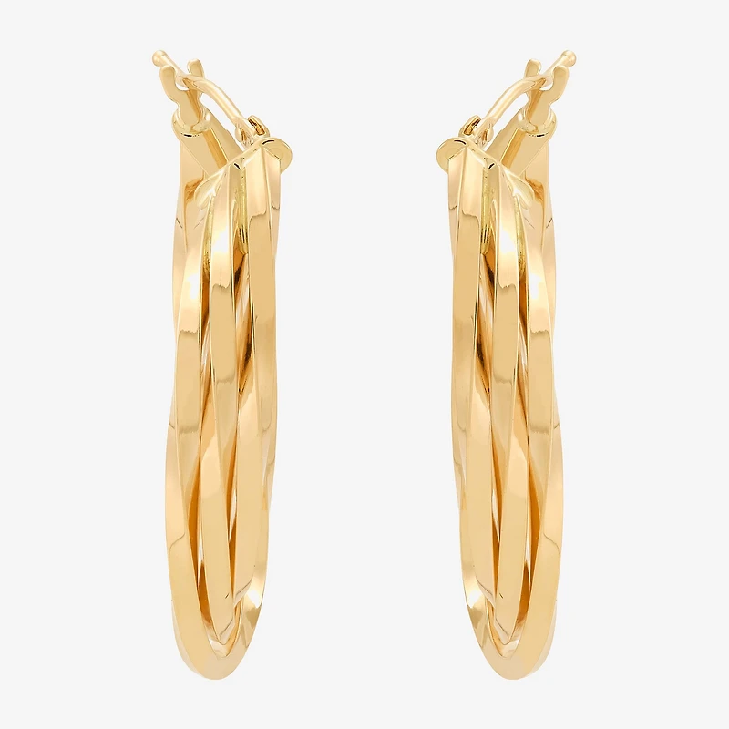 Made in Italy Womens 14K Gold 33.5mm Curved Hoop Earrings