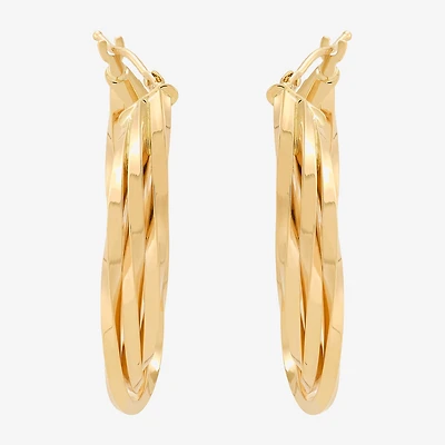 Made in Italy Womens 14K Gold 33.5mm Curved Hoop Earrings