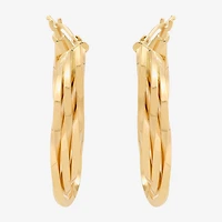 Made in Italy Womens 14K Gold 33.5mm Curved Hoop Earrings