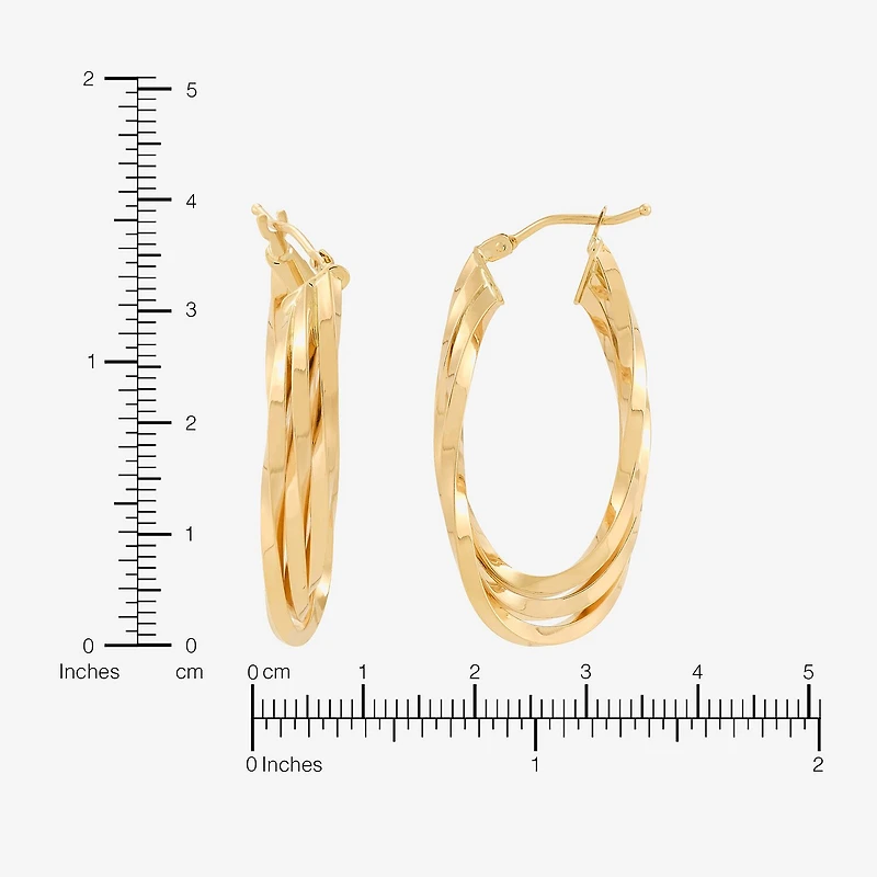 Made in Italy Womens 14K Gold 33.5mm Curved Hoop Earrings
