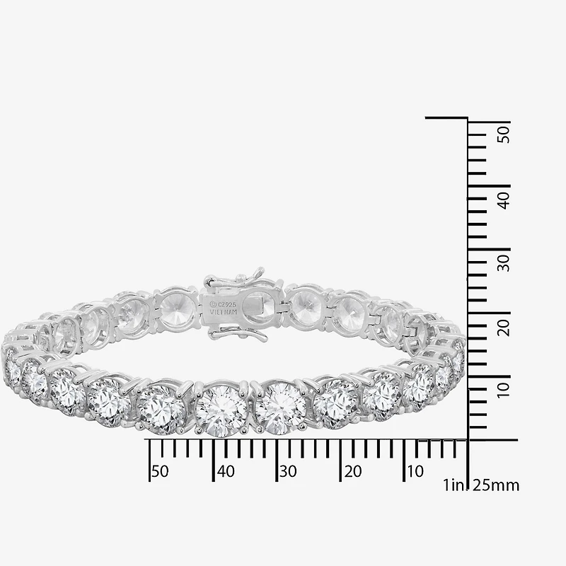 Diamonart Womens Cubic Zirconia Sterling Silver Round 7.25 Inch Tennis Bracelet