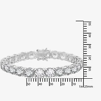 Diamonart Womens Cubic Zirconia Sterling Silver Round 7.25 Inch Tennis Bracelet