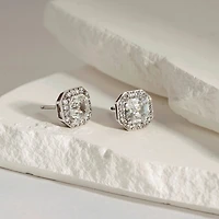 Diamonart Cubic Zirconia Sterling Silver 10.3mm Stud Earrings