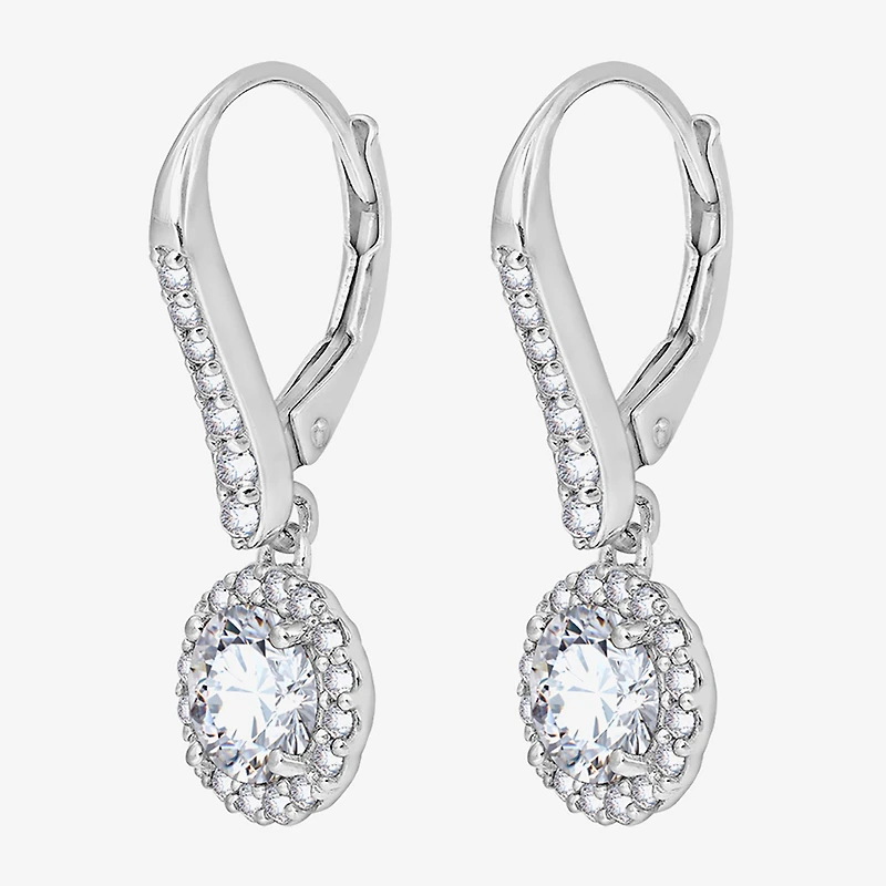 Diamonart Womens Cubic Zirconia Sterling Silver Round Drop Earrings