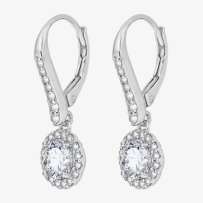 Diamonart Womens Cubic Zirconia Sterling Silver Round Drop Earrings
