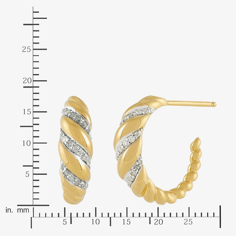 Womens 1/5 CT. Natural White Diamond 14K Gold Over Silver Sterling Silver 17.8mm Hoop Earrings