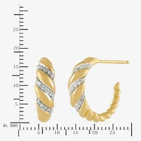Womens 1/5 CT. Natural White Diamond 14K Gold Over Silver Sterling Silver 17.8mm Hoop Earrings