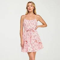 Trixxi Womens Juniors Square Neck Sleeveless Hearts Fit + Flare Dress