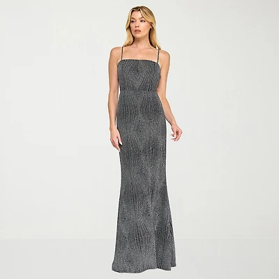 Trixxi Womens Juniors Square Neck Sleeveless Glitter Diamond Bodycon Dress
