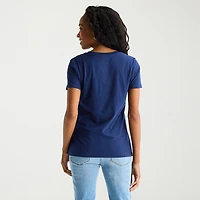 St. John's Bay Womens Tall Crew Neck Short Sleeve Regular Fit Graphic T-Shirt
