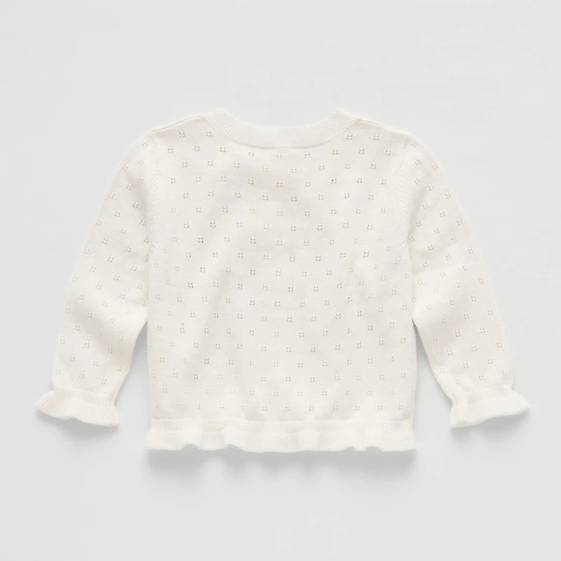 Okie Dokie Baby Girls Crew Neck Long Sleeve Button Cardigan