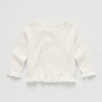 Okie Dokie Baby Girls Crew Neck Long Sleeve Button Cardigan