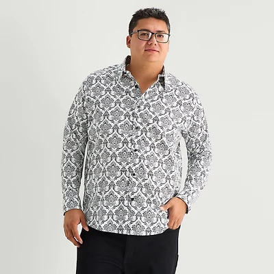 Shaquille O'Neal XLG™ Mens Long Sleeve Classic Fit Big and Tall Button-Down Shirt