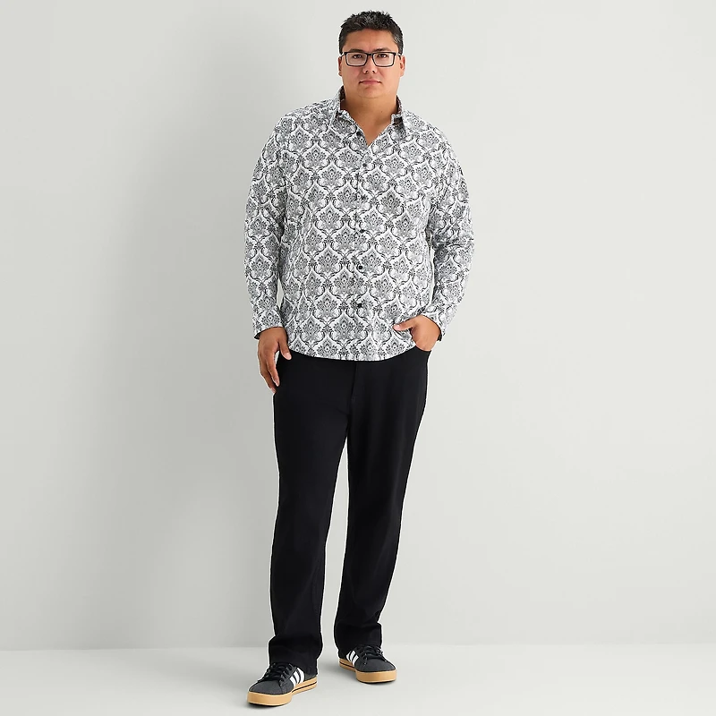 Shaquille O'Neal XLG™ Mens Long Sleeve Classic Fit Big and Tall Button-Down Shirt
