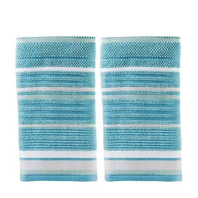 Saturday Knight Neutral Nuances Seabrook Stripe 2-pk Hand Towels