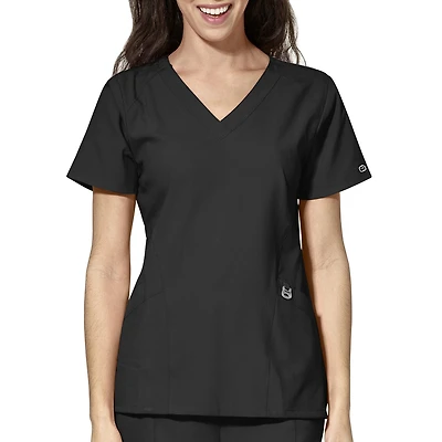 Wink® W123 Stylized Womens V Neck Short Sleeve Moisture Wicking Wrinkle Resistant Quick Dry Scrub Top