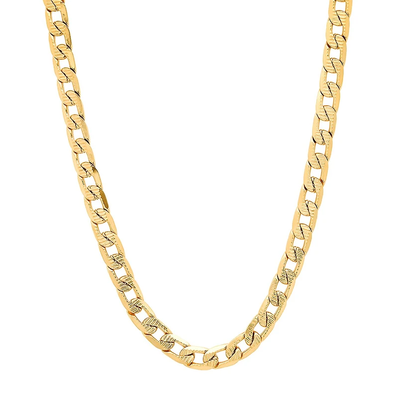 Mens 18K Gold Over Stainless Steel Hypoallergenic 24 Inch Curb Chain Necklace