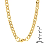 Mens 18K Gold Over Stainless Steel Hypoallergenic 24 Inch Curb Chain Necklace