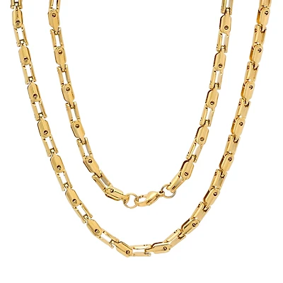 Mens 18K Gold Over Stainless Steel Hypoallergenic 24 Inch Mariner Chain Necklace