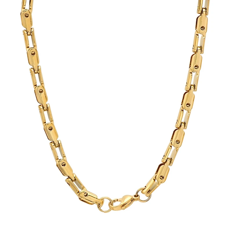 Mens 18K Gold Over Stainless Steel Hypoallergenic 24 Inch Mariner Chain Necklace