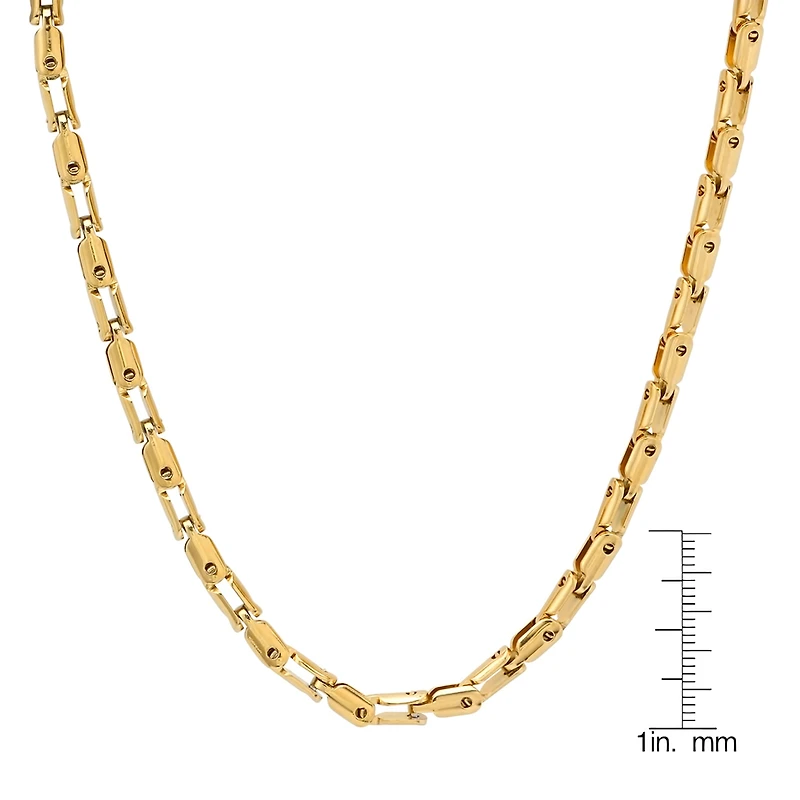 Mens 18K Gold Over Stainless Steel Hypoallergenic 24 Inch Mariner Chain Necklace