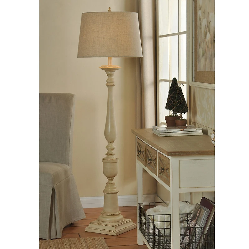 Stylecraft Bourgault Antique Beige Farmhouse Floor Lamp