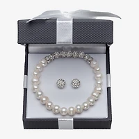 Womens White Cultured Freshwater Pearl Sterling Silver 2-pc. Jewelry Set