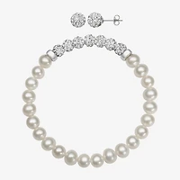 Womens White Cultured Freshwater Pearl Sterling Silver 2-pc. Jewelry Set
