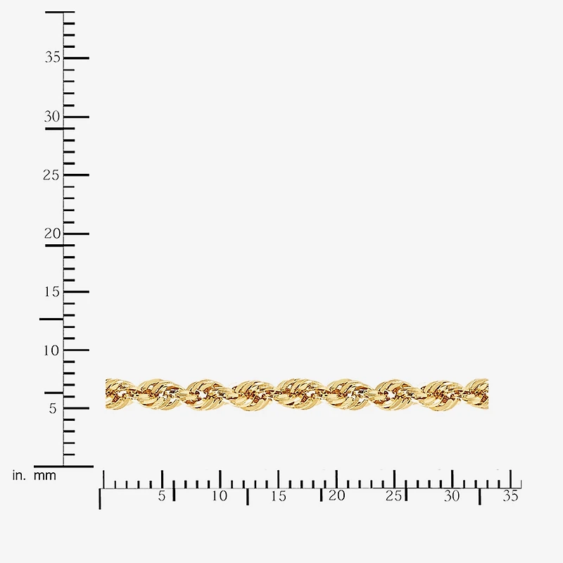 14K Gold 16 - 30 Inch Semi-Solid Sparkle Rope Chain Necklace