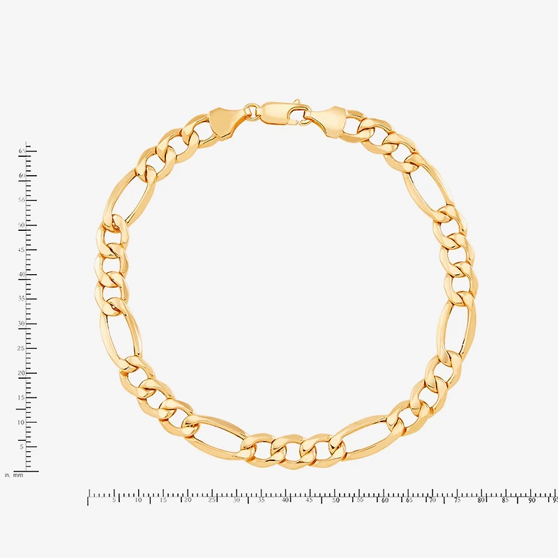 Made in Italy Mens 10K Gold 8 1/2 Inch Figaro Chain Bracelet