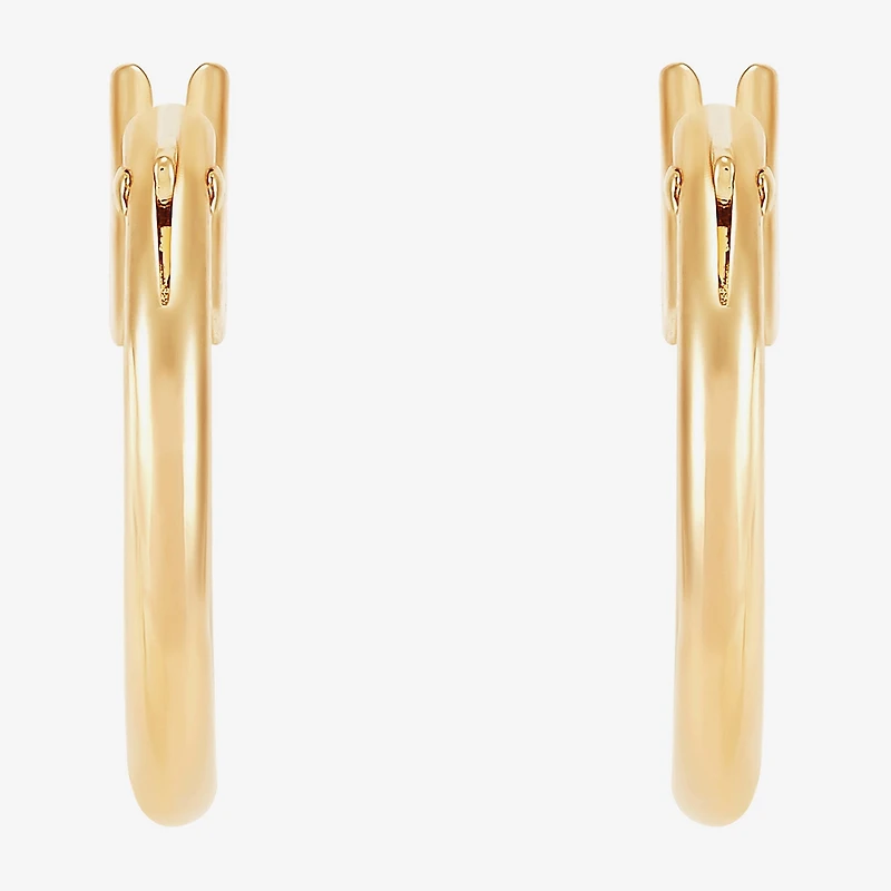 Womens 14K Gold 12mm Round Hoop Earrings