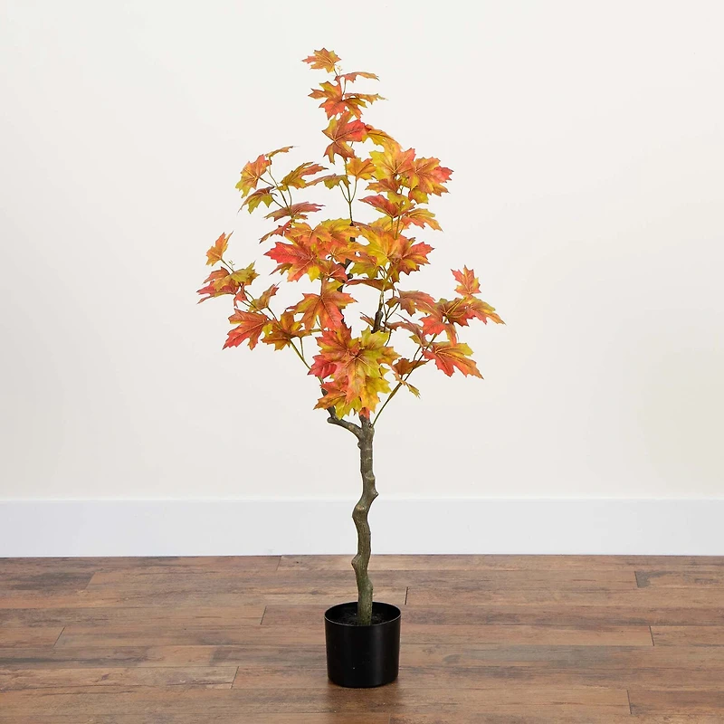 Nearly Natural 4' Orange Maple Indoor Artificial Tree