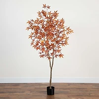 Nearly Natural 6' Orange Japanese Maple Indoor Artificial Tree