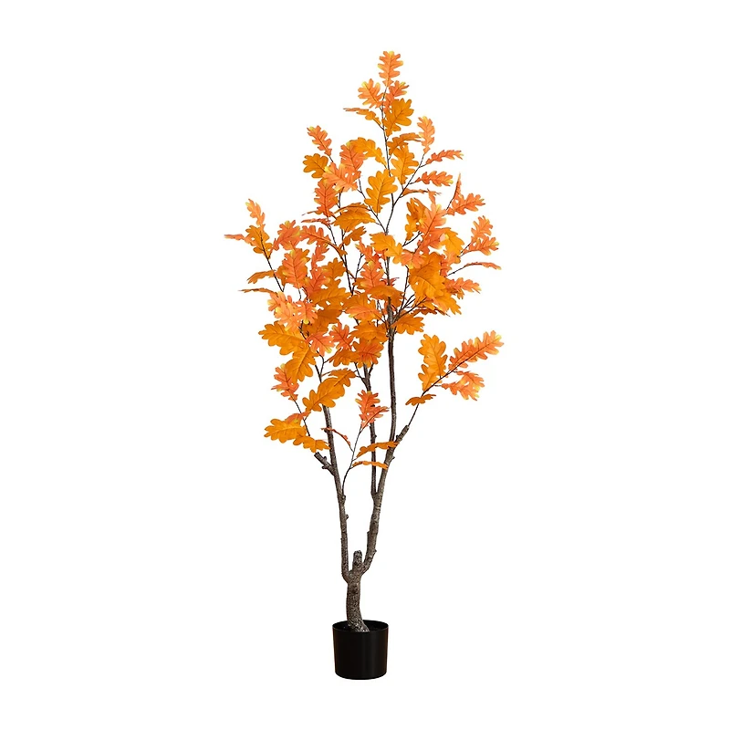 Nearly Natural 6' Orange Oak Indoor Artificial Tree