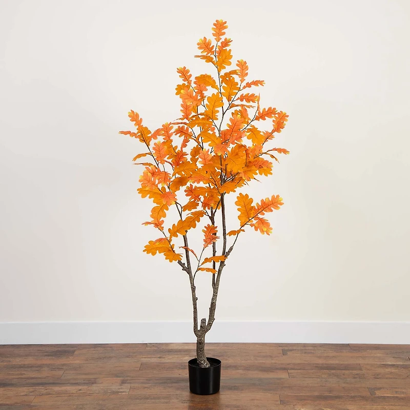 Nearly Natural 6' Orange Oak Indoor Artificial Tree