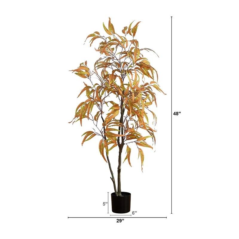 Nearly Natural 5' Orange Eucalyptus Indoor Artificial Tree
