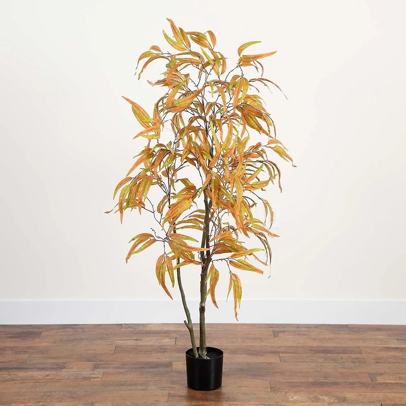 Nearly Natural 5' Orange Eucalyptus Indoor Artificial Tree