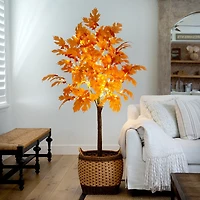 Nearly Natural 6' Orange Prelit Maple Lighted Indoor Artificial Tree