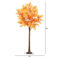 Nearly Natural 6' Orange Prelit Maple Lighted Indoor Artificial Tree