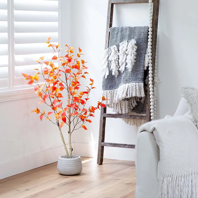 Nearly Natural 4' Orange Autumn Birch Indoor Artificial Tree