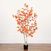 Nearly Natural 4' Orange Autumn Birch Indoor Artificial Tree